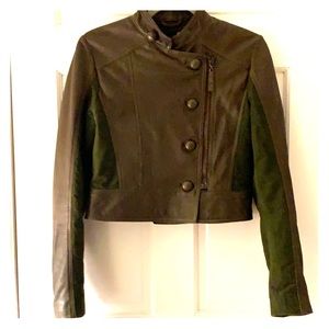 Roberto Cavalli Army Green Leather/Suede Jacket